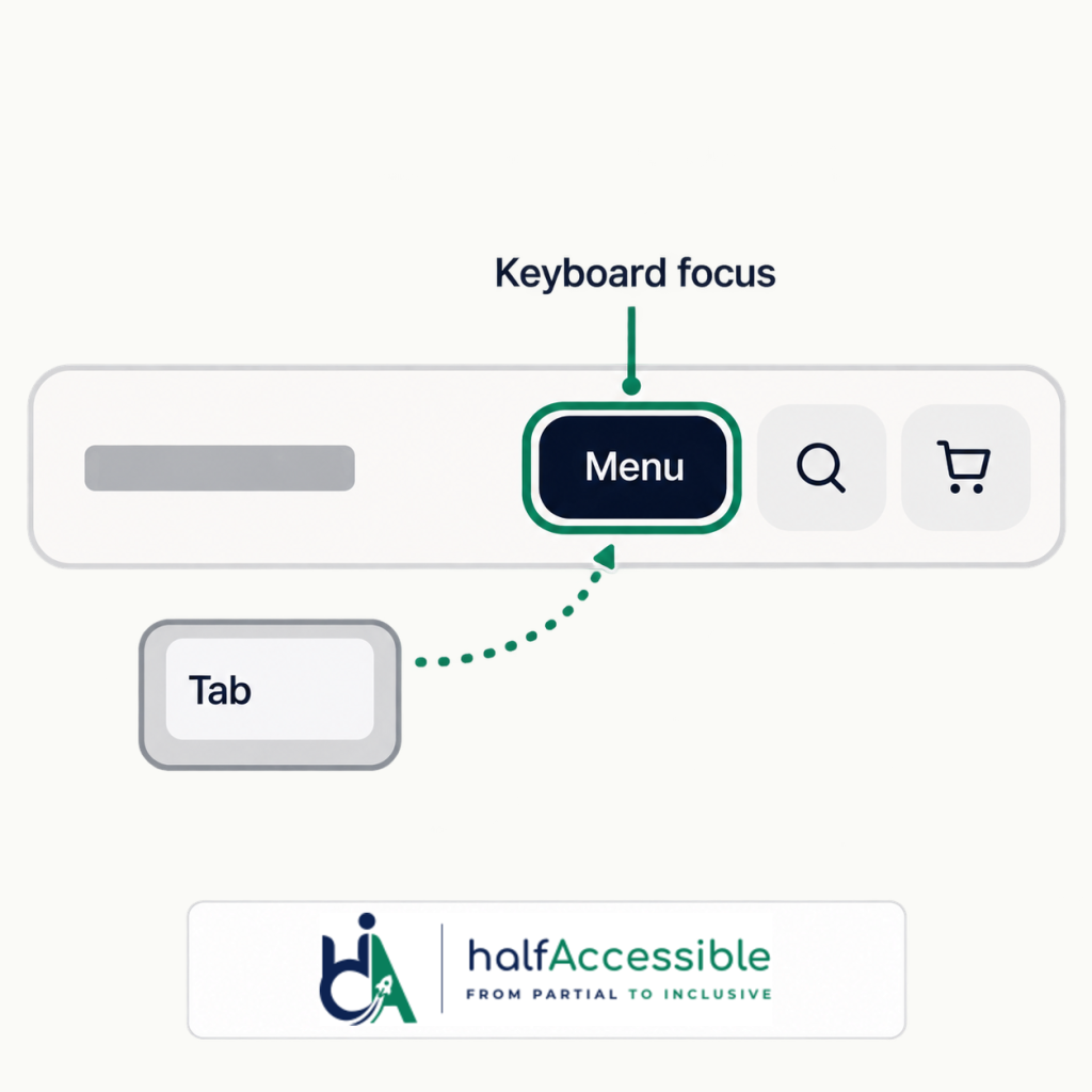 Keyboard focus indicator on a Shopify navigation menu button