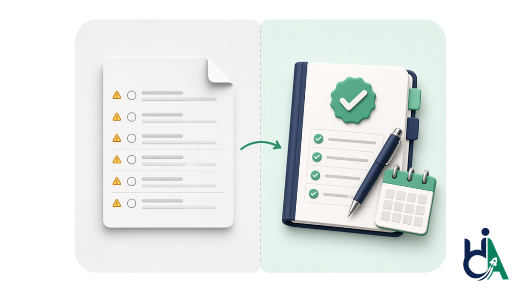 A finished accessibility audit report with re-test results ready for a public sector review
