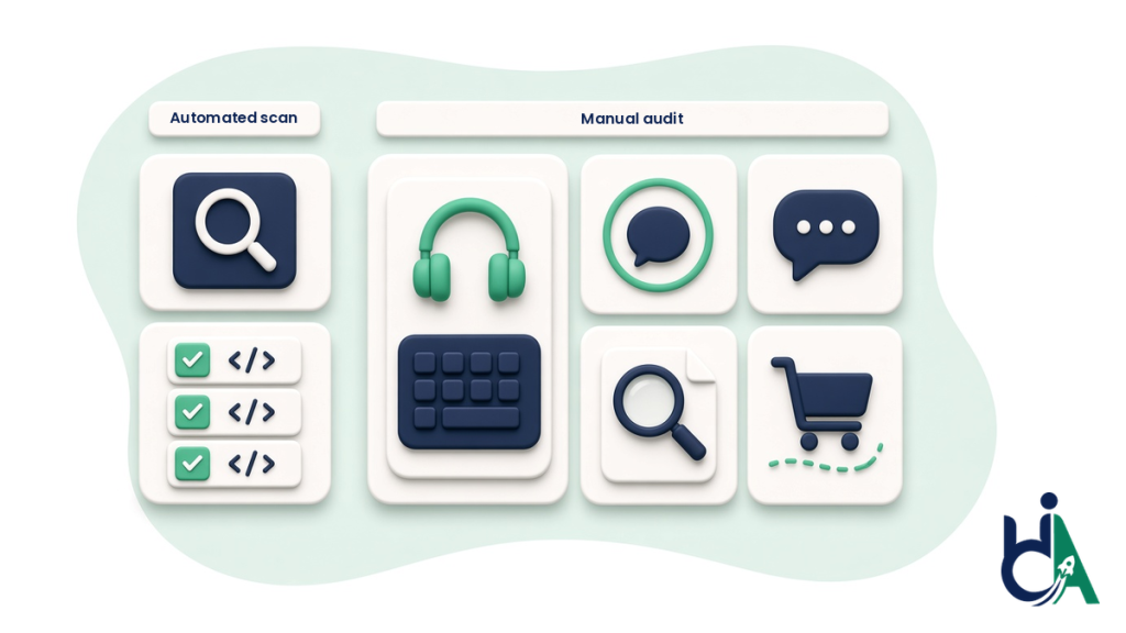 Comparison of what an automated scan checks and what a manual accessibility audit checks