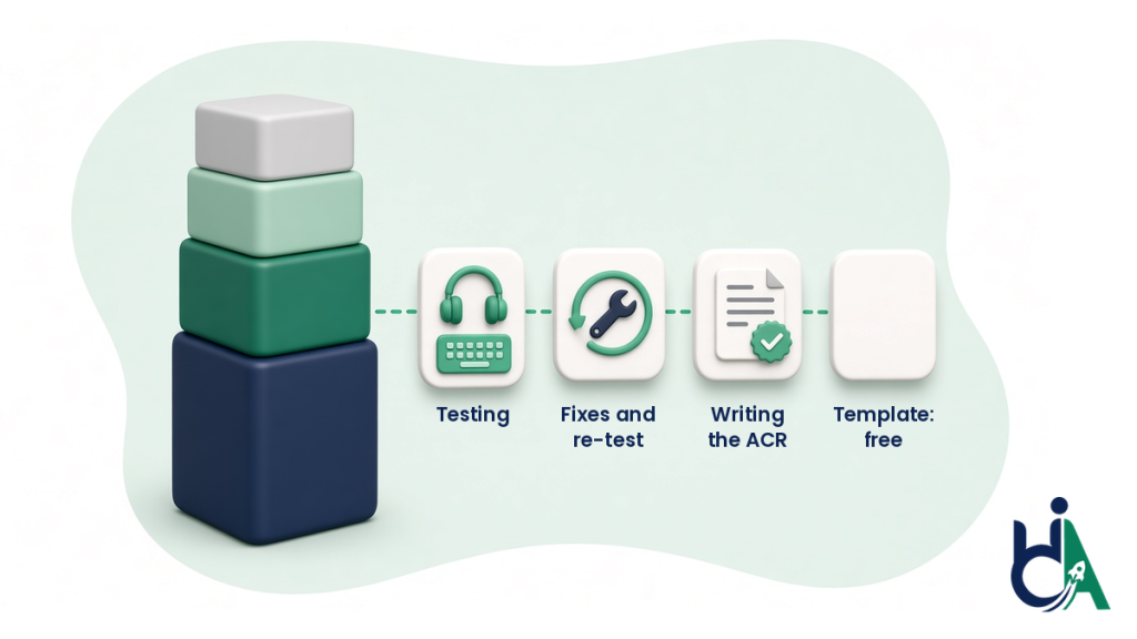 Diagram showing that testing makes up most of a VPAT's cost, while the VPAT template itself is free